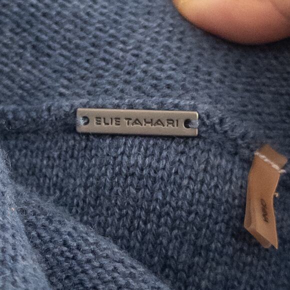 Elie Tahari Sleeveless Blue Cowlneck Wool Cashmere Sweater Size Small - Picture 4 of 6